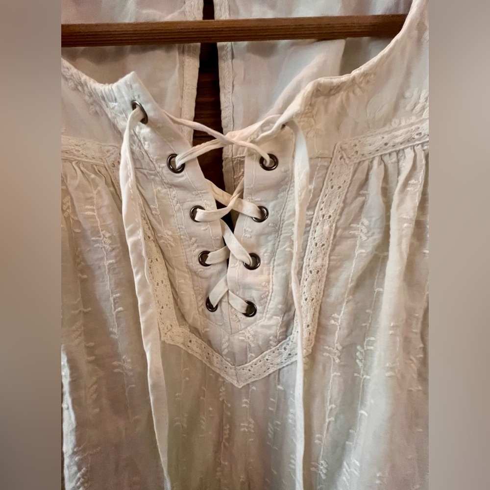 POL GRUNGE BOHO TOP SMALL NATURAL COTTON GREEN OMBRE - Picture 3 of 10